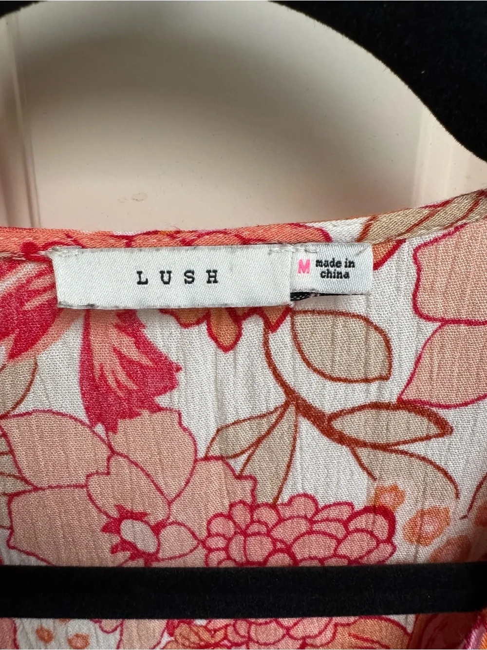 Lush Coral and Peach Floral High-Low Midi Dress